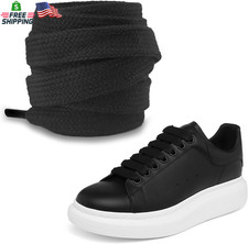 Uamglsob Cotton Shoe Laces for Alexander Mcqueen Sneakers,1/2'' 1.2Cm Flat Thic