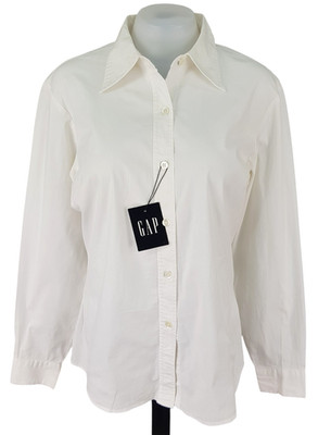 GAP Damen Off White L/S FORMELLES ABENDSHIRT Stretch - M - UK14 - EU42