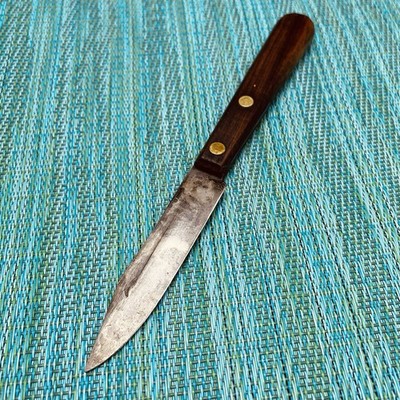 Vtg Paring Kitchen Knife Unbranded 3  High Carbon Steel Blade Wood Handle