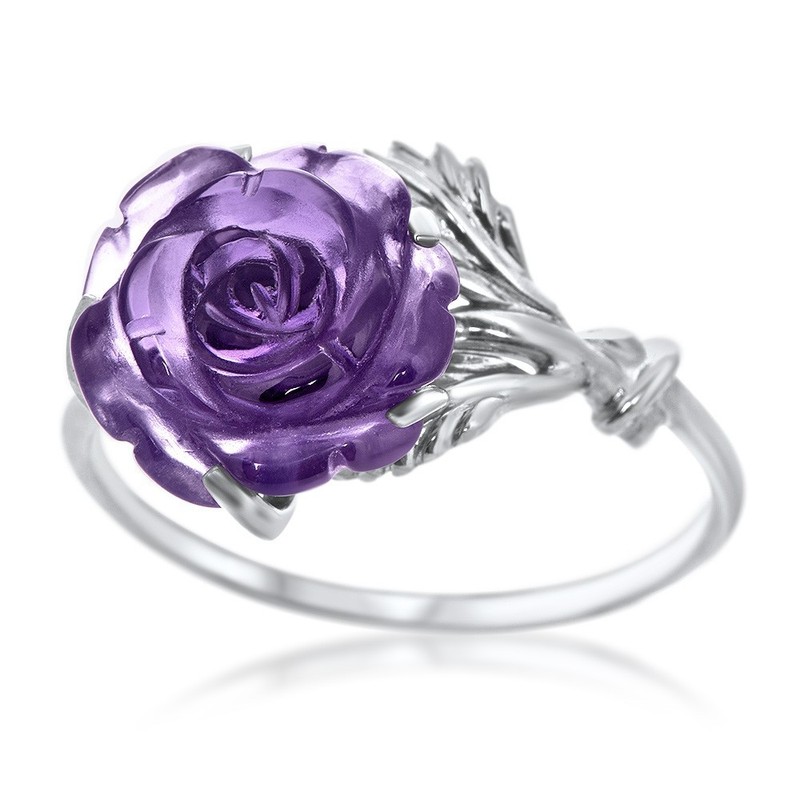 Amethyst Flower 925 Sterling Silver Ring Size 6 by Drukker Designs 1230B #4727