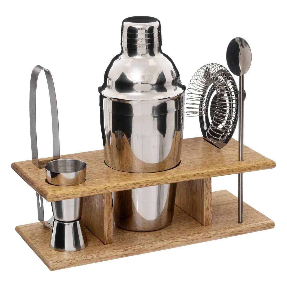 Coffret Cocktail 6 Pièces Victor 25cm en Bois Naturel pour Mixologie