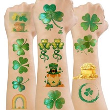 VERKSTAD 24 Sheets St. Patrick's Day Temporary Tattoos, Glitter Multicolor