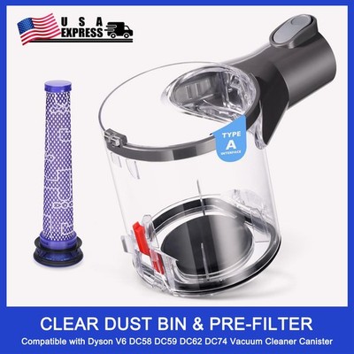 V6 Dust Bin Canister Replace for Dyson V6 DC58 DC59 DC62 DC74 Type-A Interface