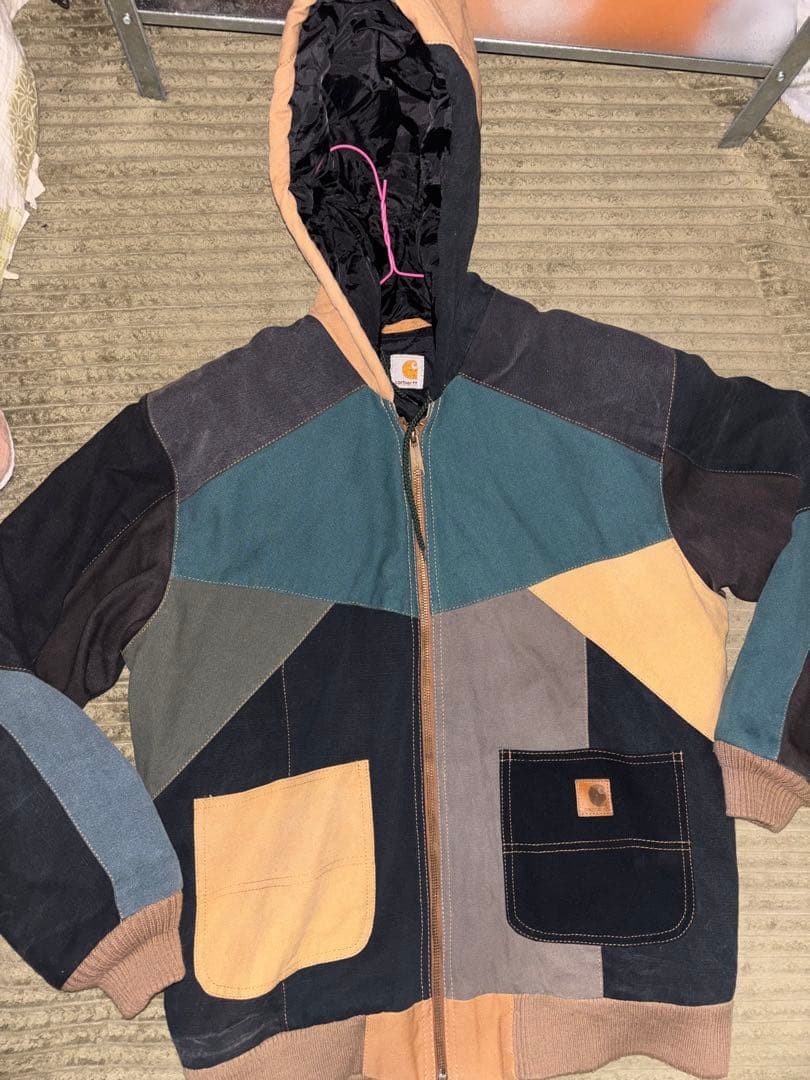 Carhartt Patchwork Duck Jacket Multicolor Hooded … - image 1