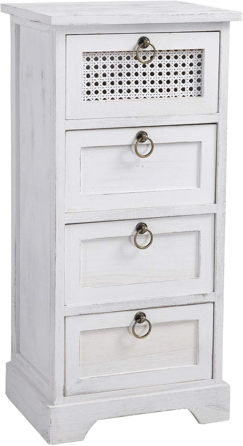Chiffonnier Irma d'architecte en bois de paulownia blanc