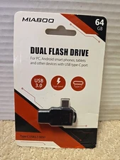 MIABOO 64GB 3.0 Dual Flash Drive Go USB A- & Type-C USB  3.1 OTG Compatible. 