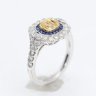 Yellow Diamond Ring 18k Gold Art Deco with Blue Sapphire (#28) 0.73 — photo 2