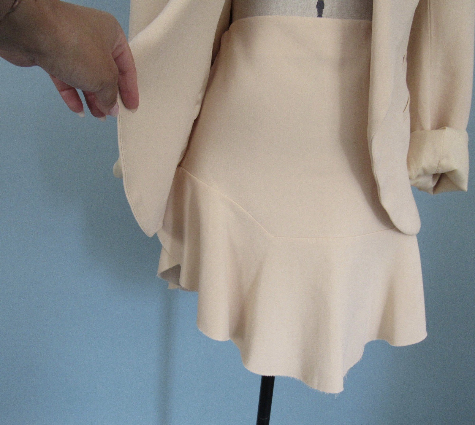 Size: XS ZARA Blazer Mini Skirt Set Nude Pink Color Long Sleeve Women