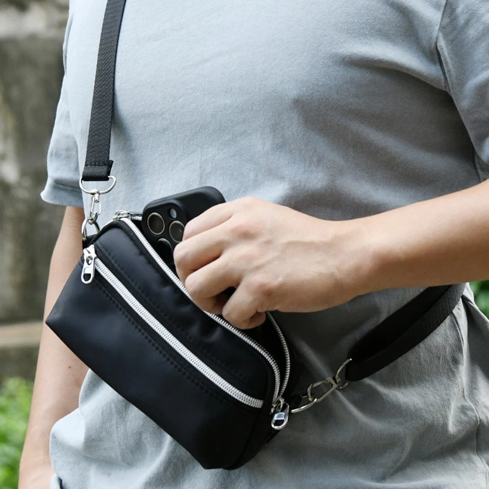 Nylon Storage Bag with Dual Compartments for Phones and For TWS Earbuds - Image 4 of 4