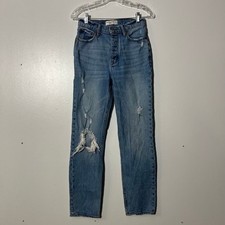 Abercrombie  Fitch The Dad High Rise Button Fly Distressed Blue Jeans Women's 0