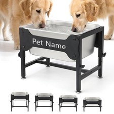 3 Gal Elevated Large Dog Water Bowl, Raised Stainless Steel Bowl Stand Large ...