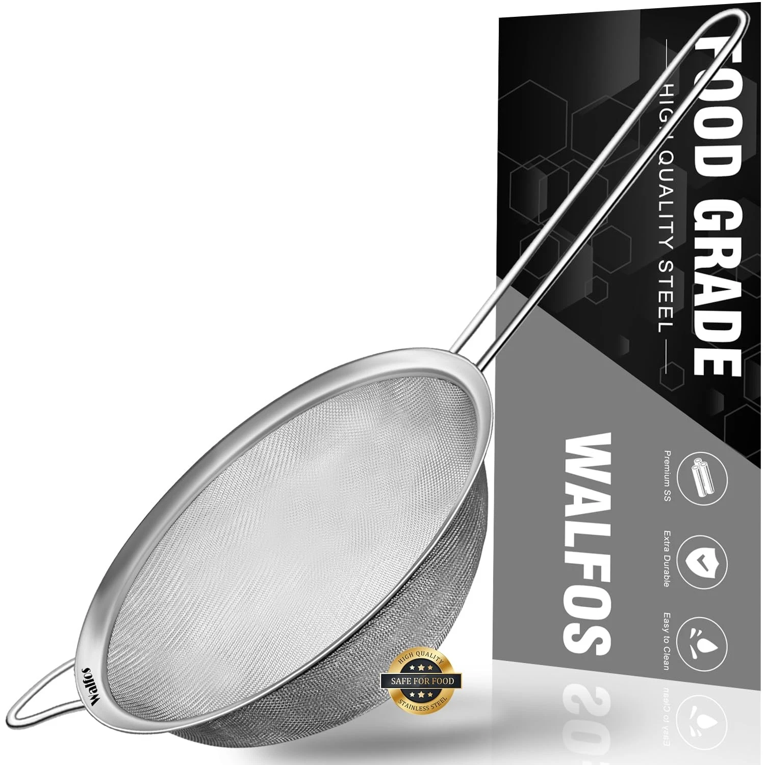 Walfos 6.3 Inch Fine Mesh Strainer, Premium Stainless 6.3", 6.3" Strainer