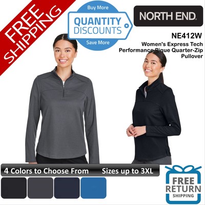 North End Women Express Performance Pique Quarter-Zip Pullover Up To 3XL NE412W