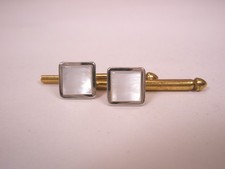 SINGLES 2 1/4" White Mother of Pearl Vintage SWANK Formal Tux Shirt Stud a223