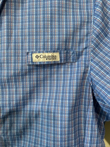 Columbia PFG Womens XS Short Sleeve Snap Up Vented Omni-Shade Blue Plaid - Picture 2 of 8