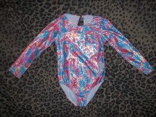 Girls 10-12 ombre w/sparkle leopard print long sleeve leotard nip tween