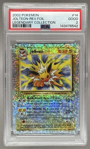 143476542 Jolteon 2002 Pokemon Legendary #14 Reverse Holo PSA 2