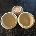 FRANKOMA POTTERY BP Bean Pot Custard Dip Bowls Beige Brown Set of 3