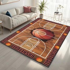 Basketball Rug for Bedroom,3'x5' Basketball Court Rugs with Non-Slip Backing,