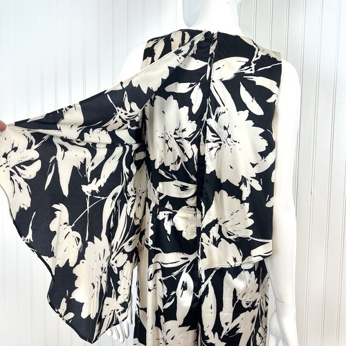 Julia Jordan Women's Sz 6 Floral Print Jumpsuit Black White Sleeveless Wide Leg - Picture 9 of 15