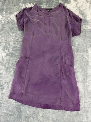 Kenneth Cole Purple Short Sleeve Tunic Dress With Metal Stud Accents XS