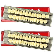 56pc False Teeth, 2 Sets Full Dentures, Synthetic Polymer, 23 Shade A3