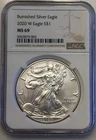 2020-W Burnished $1 American Silver Eagle NGC MS69 Brown Label