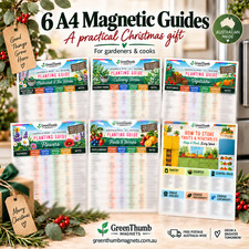 Gardening Gift Christmas Xmas Set 6 Australian Planting Guide A4 Fridge Magnets