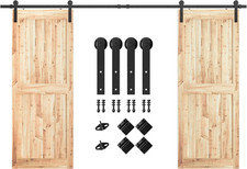 11Ft Heavy Duty Double Sliding Barn Door Hardware Kit - Easy Install, Quiet Oper