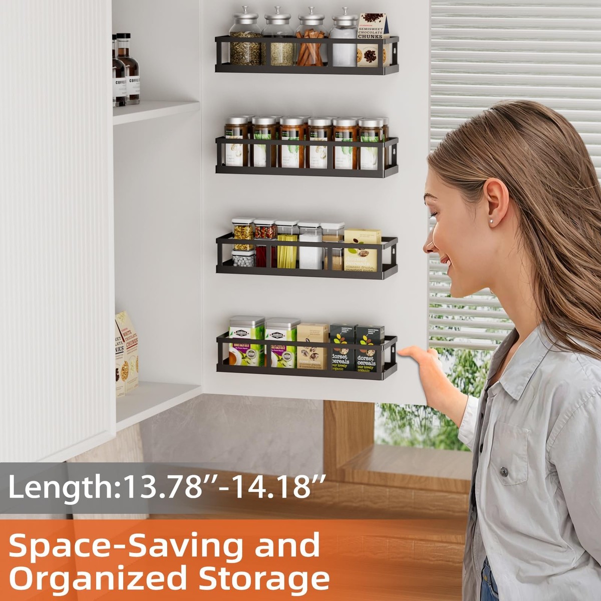 Spice Rack Wall Mounted Pack Pantry Door Organizer Hanging
