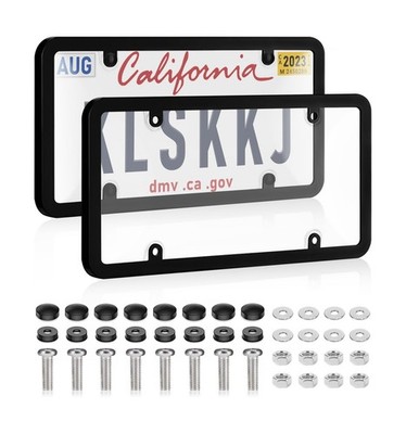 2 Pack Clear License Plate Covers and Frames, License Plate Protector Unbreak...