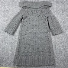 Juicy Couture Sweater Dress Medium Gray Knit Cowl Neck Wool Angora Y2K