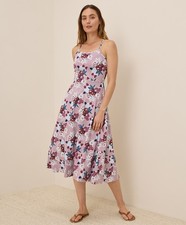 Pact Women’s Fit & Flare Midi Dress Small Regular Fresh Flora Lavender Haze