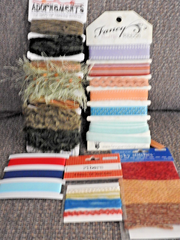 5 Cards of Ribbon Adornments for Scrapbooking, etc.
