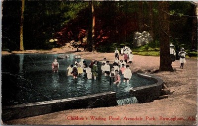 Childrens Wading Pond Avondale Park Birmingham AL Postcard S H Kress B40