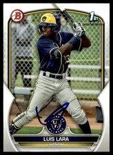 2023 Bowman Prospects Baseball Card Luis Lara Milwaukee Brewers #BP-100 Signed