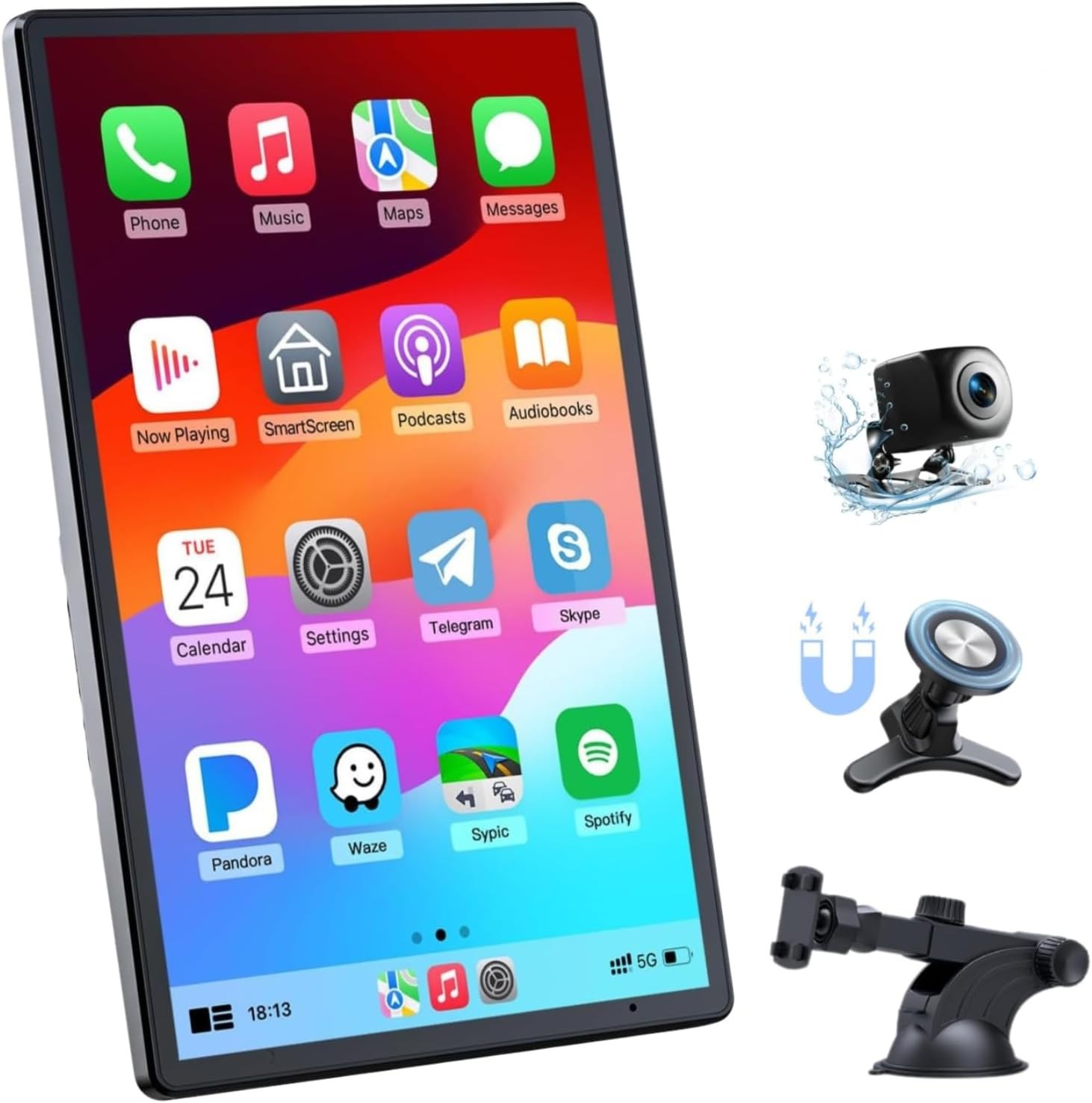 Écran CarPlay sans fil rotatif 360 degrés moniteur tactile 8" haute résolution