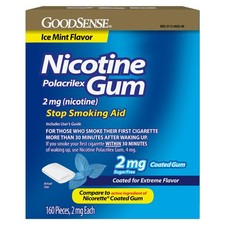 GoodSense Nicotine Polacrilex Coated Gum, 2 mg Nicotine , Stop Smoking White