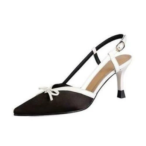 Damenschuhe Pfennigabsatz-Pumps Schleife Sandalen Fersenriemen spitz zulaufend Mode - Bild 14 von 27