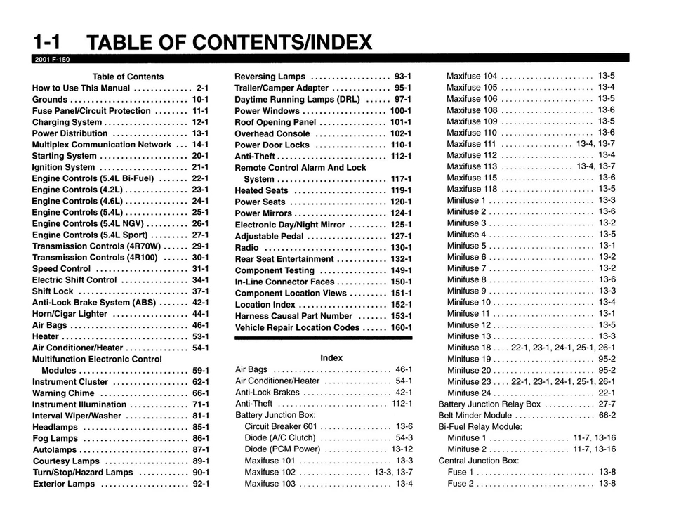 2001 年福特 F-150 卡车接线图手册 — 第 2/4 张图片
