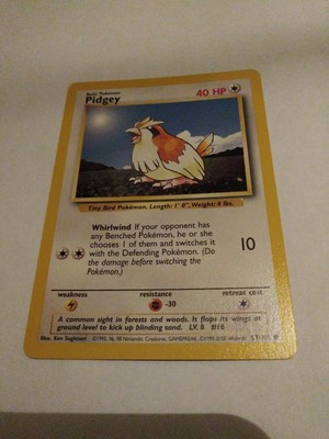 Details about / Pidgey 57//102 Unlimited Base Set Pokemon Card ~ LP