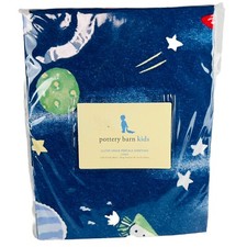 Pottery Barn Kids OUTER SPACE fitted Crib Sheet 100 Cotton Blue NEW