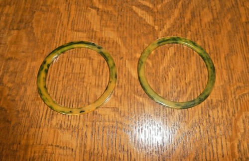 2 Vintage Bakelit 30-40er Jahre Grün Marmor Wirbel Armreif Armbänder - Bild 3 von 3