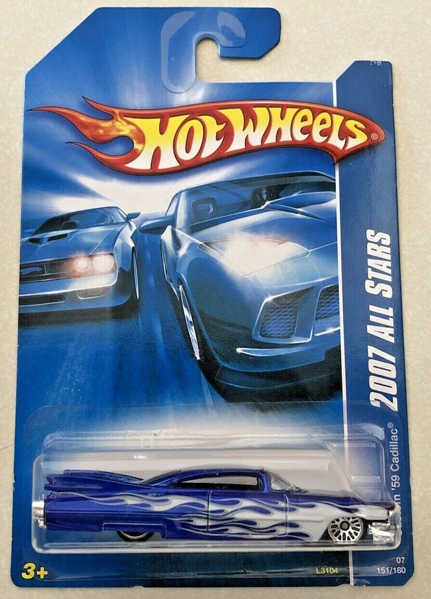2007 HOTWHEELS ALL STARS CUSTOM 1959 CADILLAC BLUE LOWRIDER FLAMES