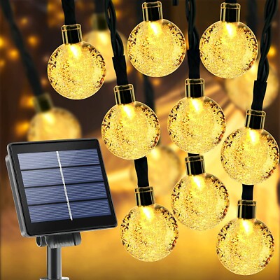 100 LED 49FT Crystal Globe Solar Christmas Lights Outdoor Solar Patio Lights