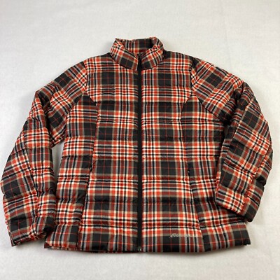 Eddie Bauer Puffer Jacket Women's Medium Red Plaid Goose