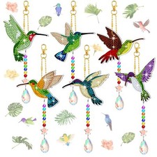 6 Pcs 5D Rhinestone Diamond Painting Art Kits Wind Chimes Suncatchers for Adults