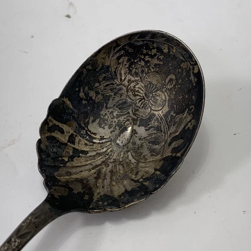 Towle Sterling Vintage BRITE CUT Pattern 43 Floral Sugar Spoon Mono R Patina