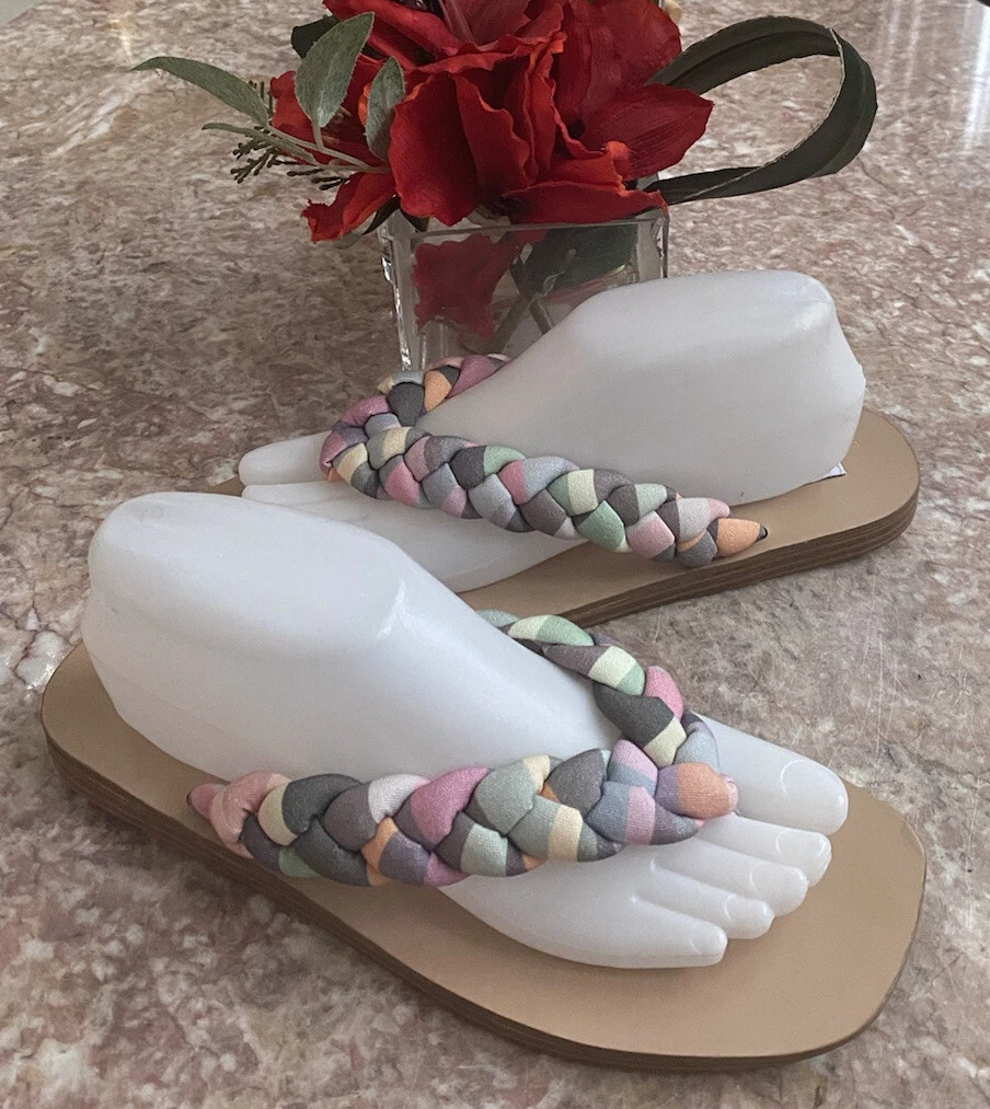 New Steve Madden Zaidee Multicolor Women s Slide Thong Sandals Size 9.5M 69.99