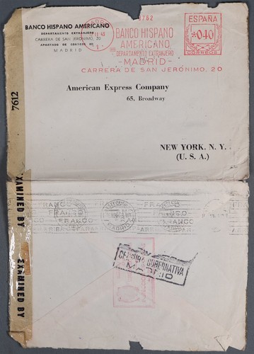 Mayfairstamps Spain 1943 to US New York Metered Censored Cover aar_75097